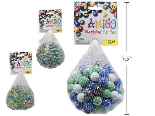 Amigo 100+2 Marbles/Mesh Bag, 3asst., net bag w/header