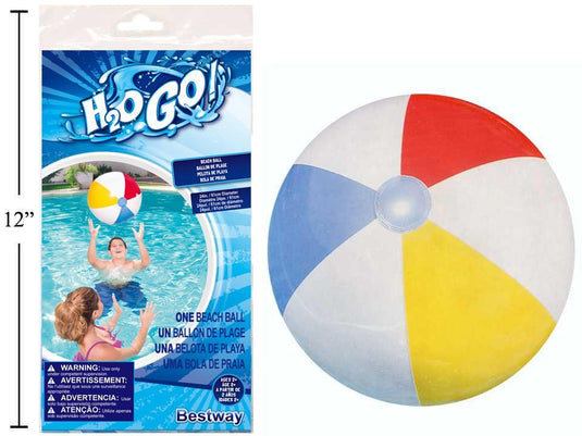 24" Inflatable Beach Ball, Glossy Panel, polybag w/insert