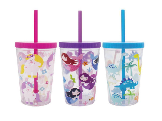 Luciano 16oz. Single Wall Kids Tumbler w/Straw, 2/s, upc.