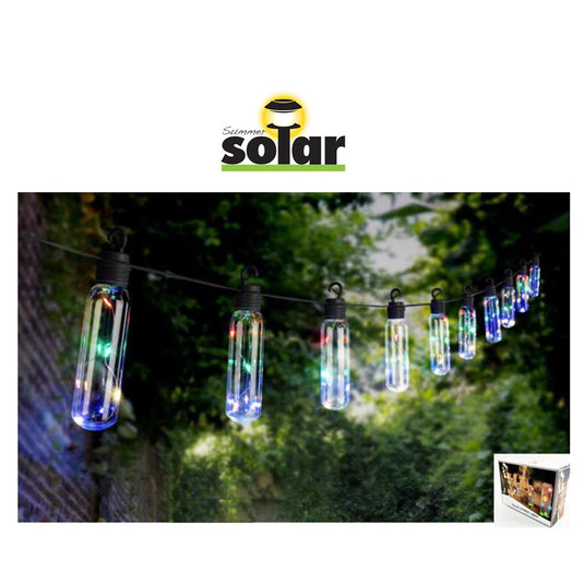 Solar 10pcs LED Tube String Lights, 12.5', colour box.