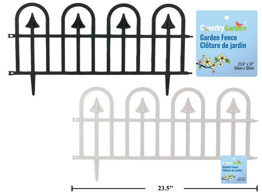 Country G. 24"L Plastic Fence, 2/c: Black/White, 23.6"Lx12"H, cht