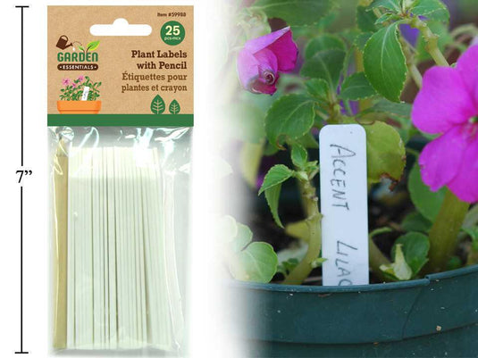 Garden E. 25pcs Plant Labels w/Pencil-White, pbh.