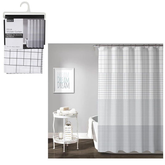 Bodico, PEVA Shower Curtain, Grey,70x72", hanger w header