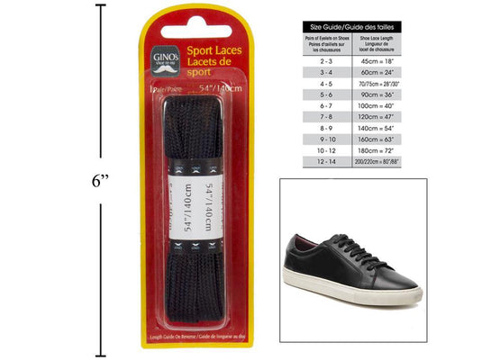 Gino's 54" Sport Laces, Black,