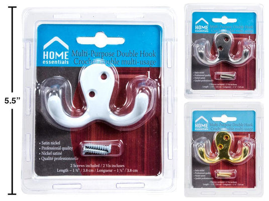 H.E.  Multi-purpose Double Hooks , 3 col., double blister