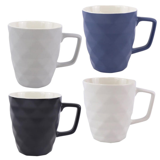 Luciano 12oz Embossed Mug, New Bone China, 4 colors