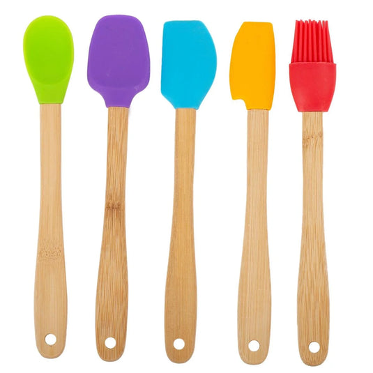 Luciano 5-pc Mini Silicone / Bamboo Utensils Set, t.o.c.