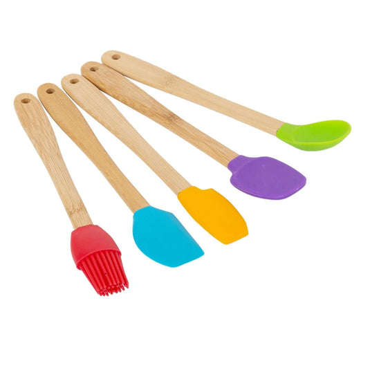 Luciano 5-pc Mini Silicone / Bamboo Utensils Set, t.o.c.