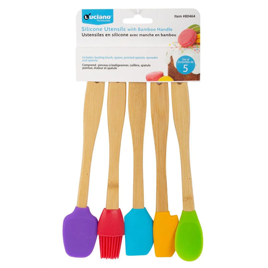 Luciano 5-pc Mini Silicone / Bamboo Utensils Set, t.o.c.