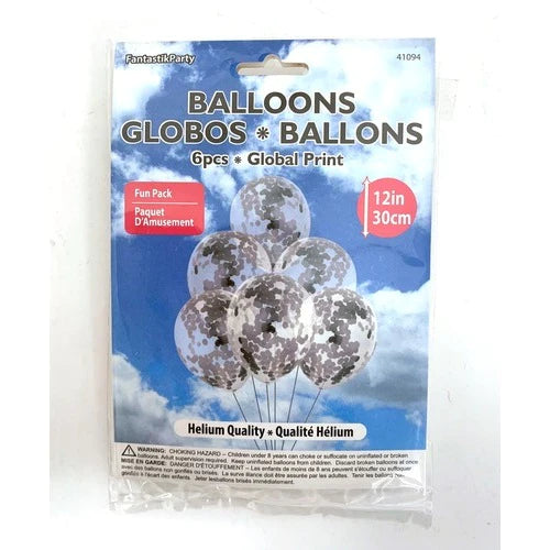 BALLOON LATEX CONFETTI 6PCS silver 12in