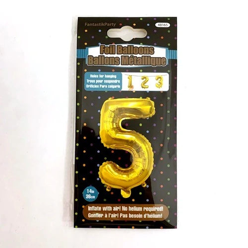 BALLOON FOIL NUMBER 14in Gold 5