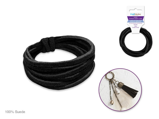 Jewelry/Craft Cord: 100% Suede 3mm Flat x2m C) Black