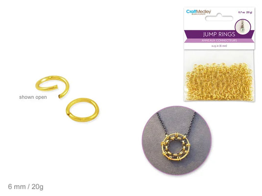 Jewelry Findings: 6mm Jump Ring x350 20g A) Gold