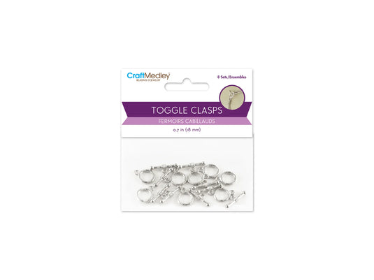 Jewelry Findings: 18mm Toggle Clasp x8sets Antique Finish B) SILVER