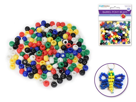 Pony Beads: 9mmx6mm Barrel Standard x175 H) Opaque Multi-Mix