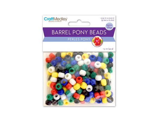 Pony Beads: 9mmx6mm Barrel Standard x175 H) Opaque Multi-Mix