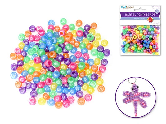 Pony Beads: 9mmx6mm Barrel Standard x175 J) Pearlized Multi-Mix