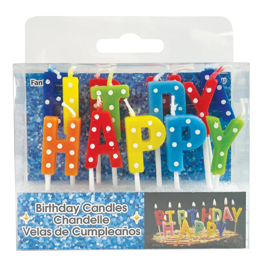 BIRTHDAY CANDLE LETTER HAPPY BIRTHDAY POLKA DOT