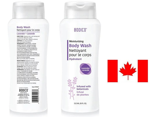 Bodico, 532ml Lavender Body Wash , label, Made in Canada