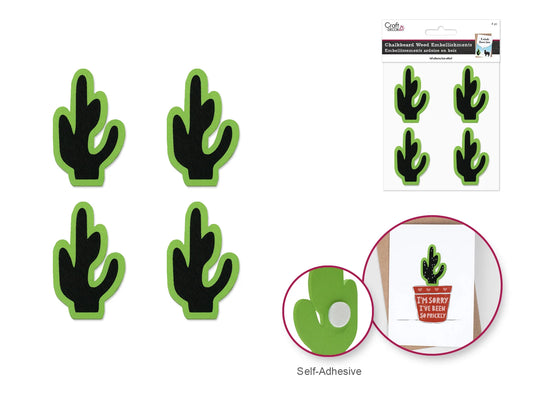 Craft Decor: 5cm Chalk-It-Up Icon Wood Stickers D) Cactus