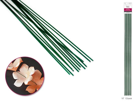 Floral Stem Wire: 16g Green 18" 12/pk