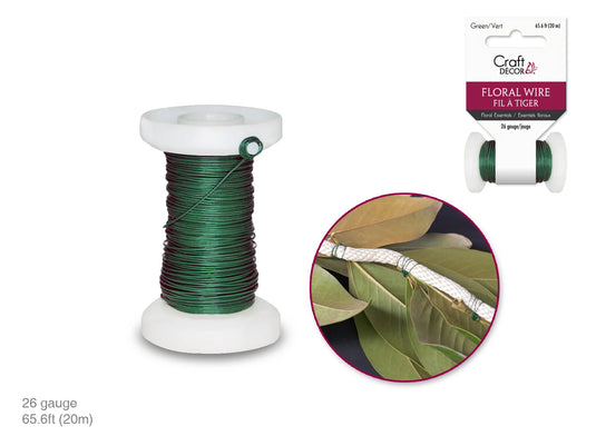 Floral Spool Wire: 26g Green 20m (0.45mm)