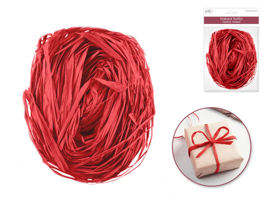 Craft Decor: 2oz Raffia Colored B) Red