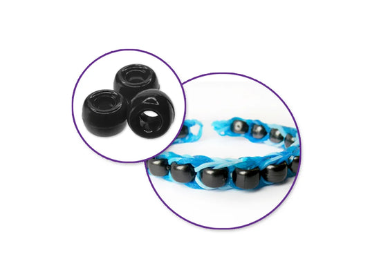 Pony Beads: 9mmx6mm Barrel Standard x175 A) Black