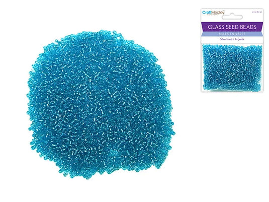 Glass Seed Beads: 12/0 Silverlined 60Gms N) Turquoise