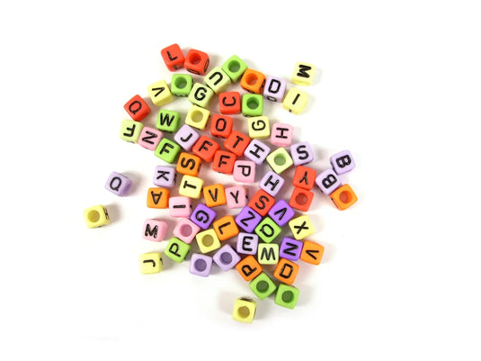 Alphabet Beads: 6mm Cube B) Multi Mix