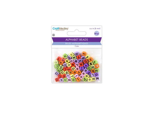 Alphabet Beads: 6mm Cube B) Multi Mix