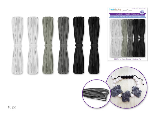 Jewelry/Craft Cord: Suede Look Asst x18m B) Classic