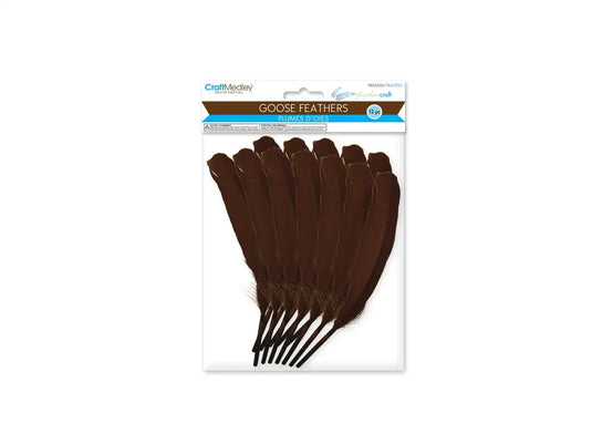 Feather Craft: 8" Goose Feathers x12 C) Brown