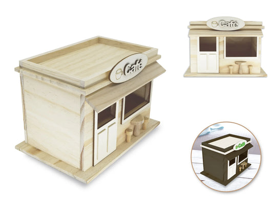 Wood Craft: 8.2x5.5x5.9" Village Store- Café