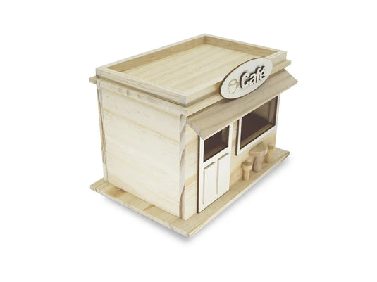 Wood Craft: 8.2x5.5x5.9" Village Store- Café