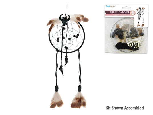 Craft Medley Kit: DIY 4.6" Dream Catcher Kit H) Black