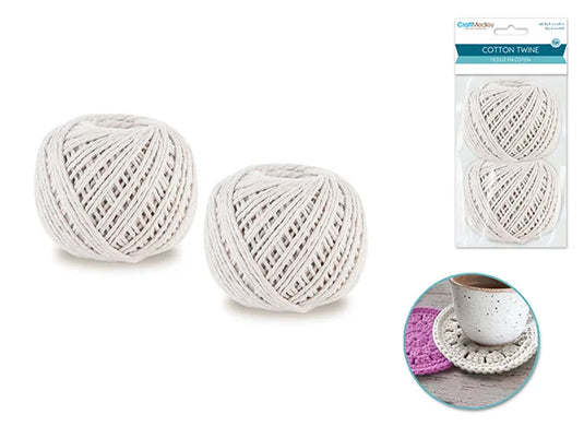 Craft Medley: 2mmx60m Cotton 80g Twisted 2pc (2x40g)