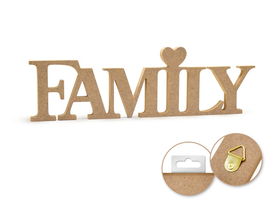 Wood Craft: 12" DIY Word Decor- MDF Standing H) Family