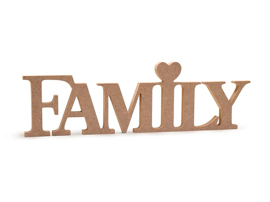 Wood Craft: 12" DIY Word Decor- MDF Standing H) Family