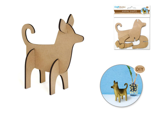 Wood Craft: DIY Laser-Cut Animal Shapes MDF A) Dog