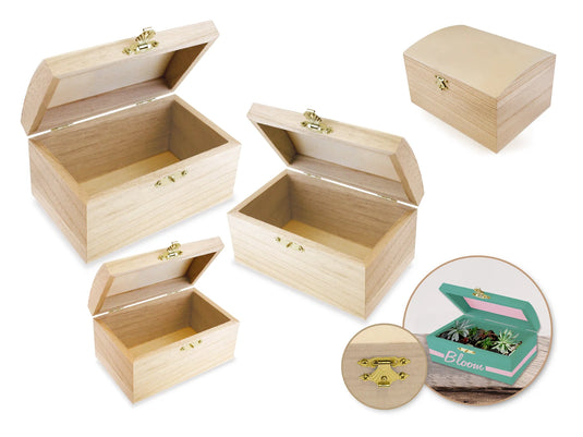 Wood Craft: Treasure Box Set w/Clasp 3/Set