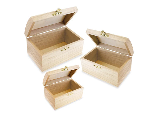 Wood Craft: Treasure Box Set w/Clasp 3/Set