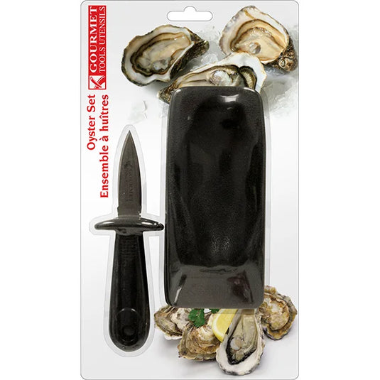 OYSTER SHUCKING SET WITH KNIFE & TRAY