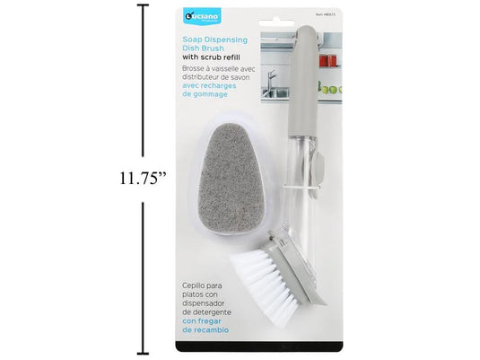 Luciano Soap Dispensing Dish Brush w/ Scrub refill, toc+blister (HZ)