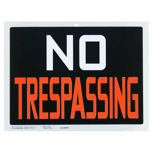 9x12" Pvc Sign "No Trespassing"