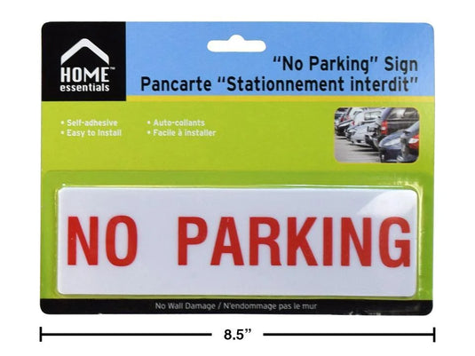 H.E. "No Parking" Adhesive Sign , 20x6cm, b/c