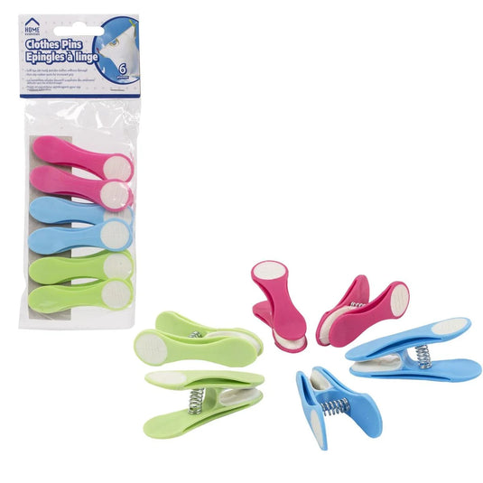 H.E. 6pcs Clothes Pins 2xPink, 2xBlue, 2xGreen