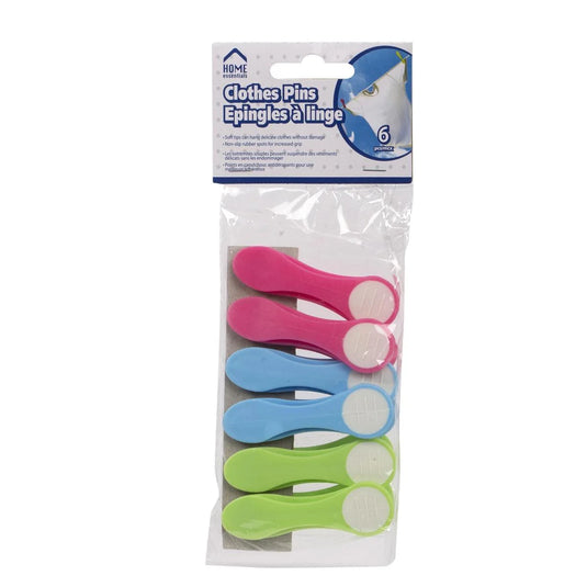 H.E. 6pcs Clothes Pins 2xPink, 2xBlue, 2xGreen