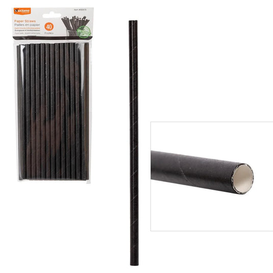 Luciano 40-pc Black Paper Straws, PBH