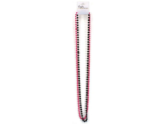 Beads Necklace, Fuchsia-Black